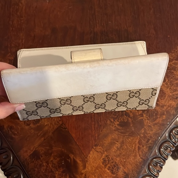 Gucci Brown cream Tan Women's Wallet Gold heart closure leather - Picture 5 of 8